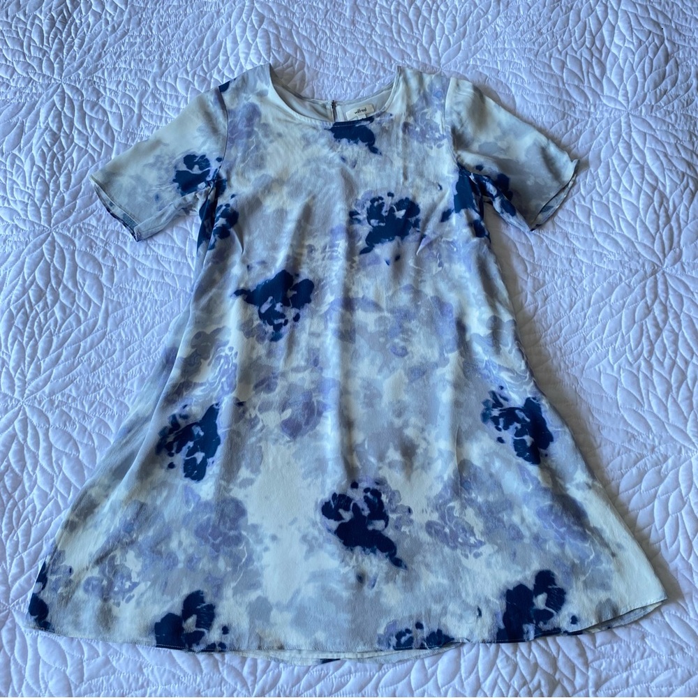 Wilfred Aritzia Short Sleeve Grey Blue White Ice Dye T-Shirt Dress - Picture 4 of 8